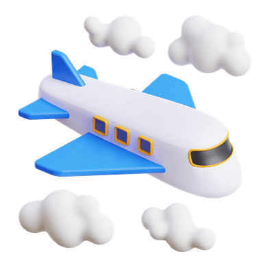 3D airplane with clouds